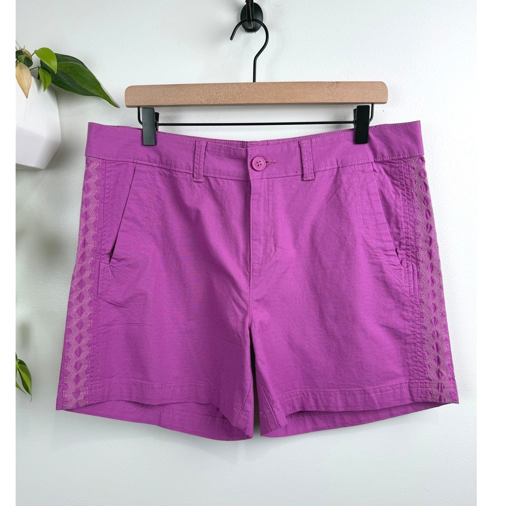 Eddie Bauer Womens Orchid Purple Embroidered Side Stretch Ripstop Shorts Size 12